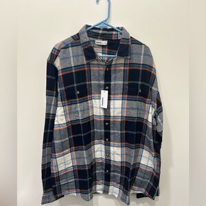 Sonoma Supersoft Flannel Button-Down Men’s Shirt Blue Plaid XXL Cotton NWT